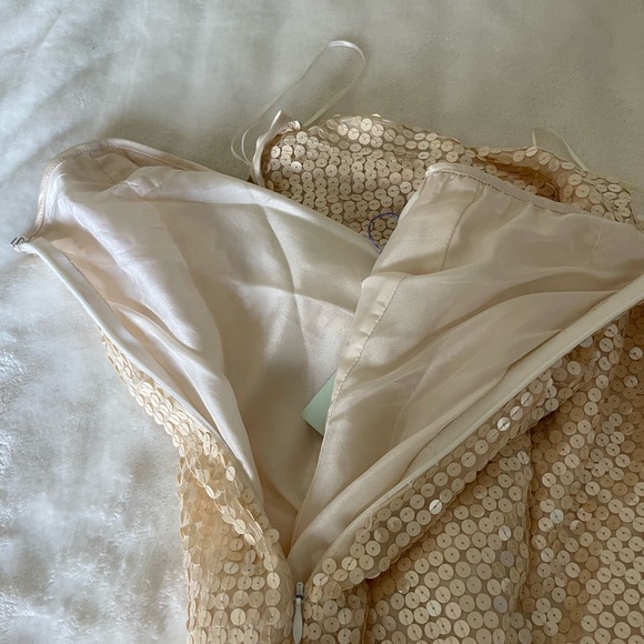 Tocca Champagne Silk Strapless Cream Sequin Dress - Picture 7 of 9